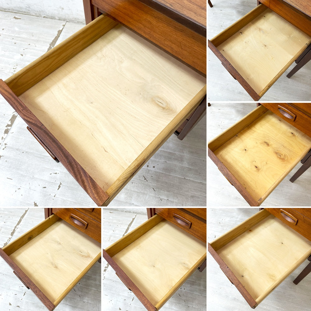 デンマークビンテージ Danish Vintage チーク材 両袖デスク 袖机 パーソナルデスク 北欧家具 ●