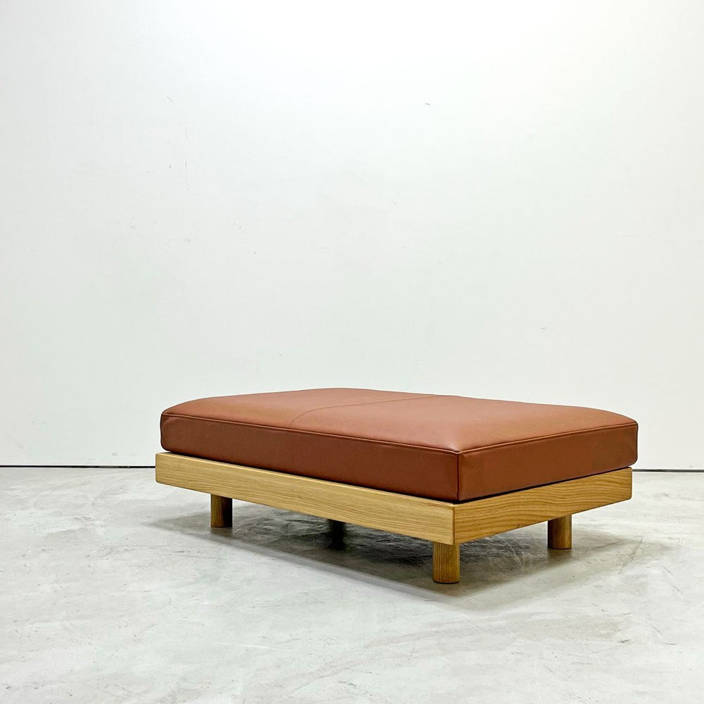 マスターウォール MASTERWAL レイジー デニッシュ ソファ LAZY DANISH SOFA オットマン 本革張り ブラウン 北海道オーク無垢材 アカセ木工 ●