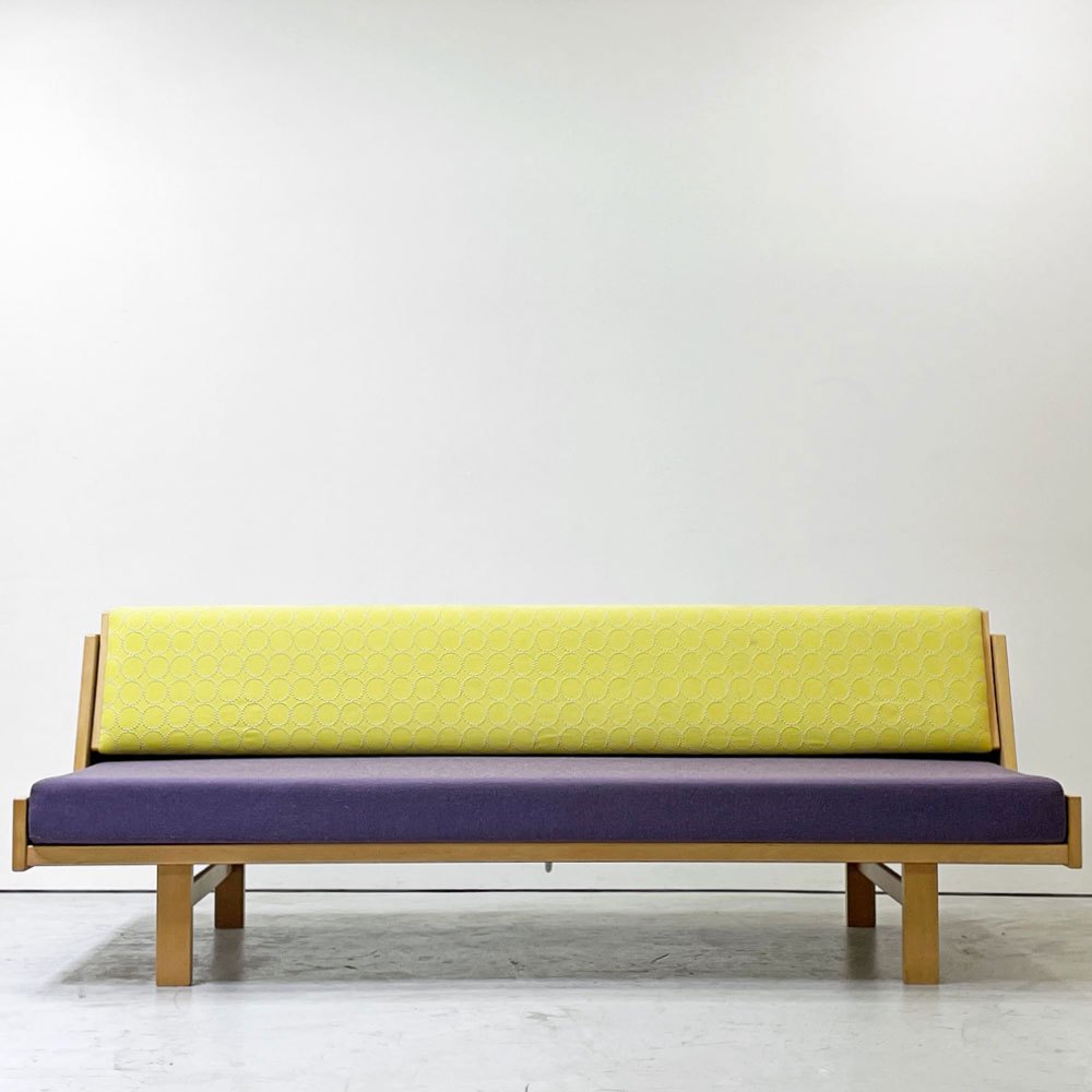 ゲタマ GETAMA GE258 デイベッド 3Pソファ ビーチ材 角脚 ミナペルホネン ドップ タンバリン ウレタンクッション ビンテージ ハンス.J.ウェグナー デンマーク 北欧家具 ●