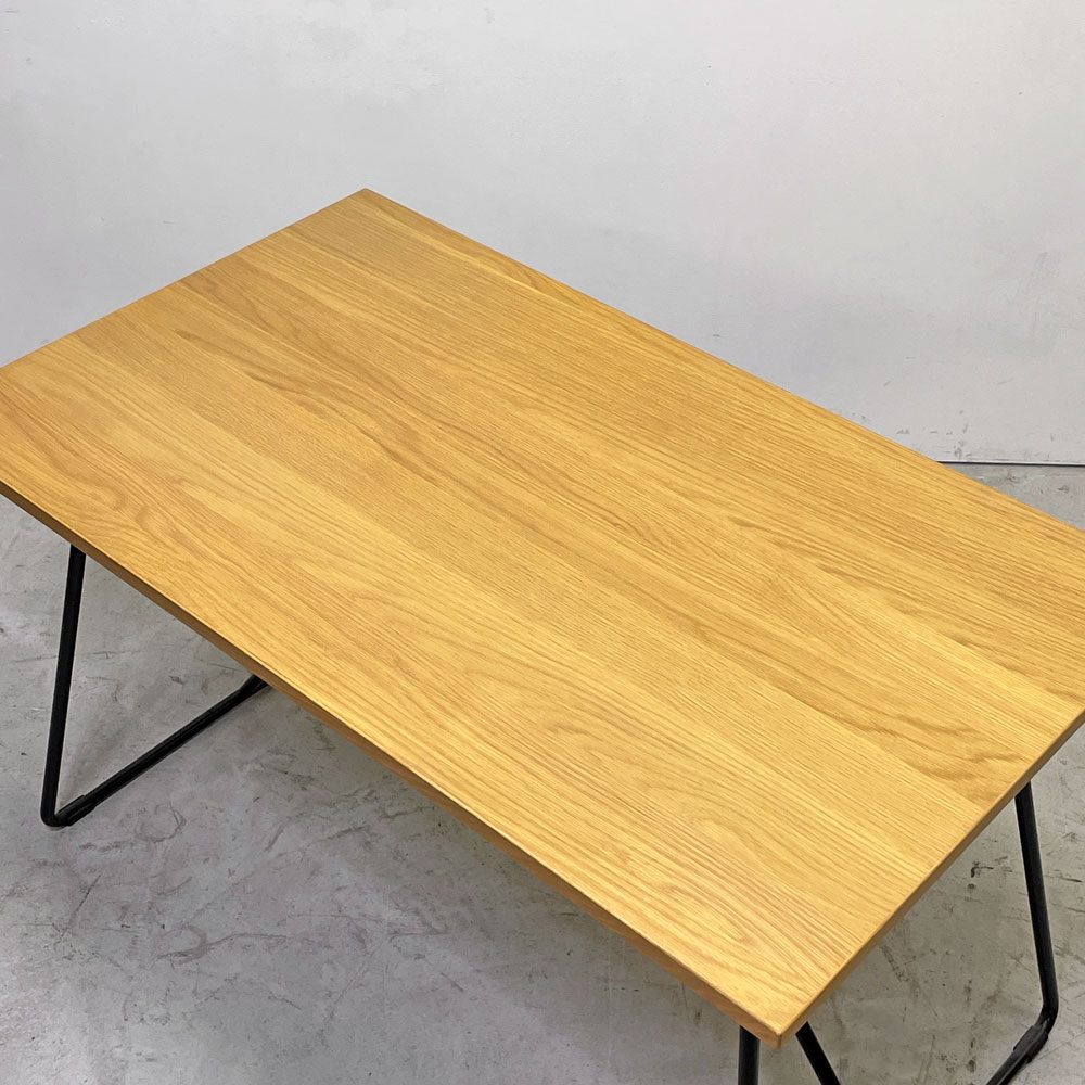無印良品 MUJI 折りたたみテーブル オーク材 フォールディングテーブル ダイニングテーブル ワークテーブル W120cm スチール脚 ●