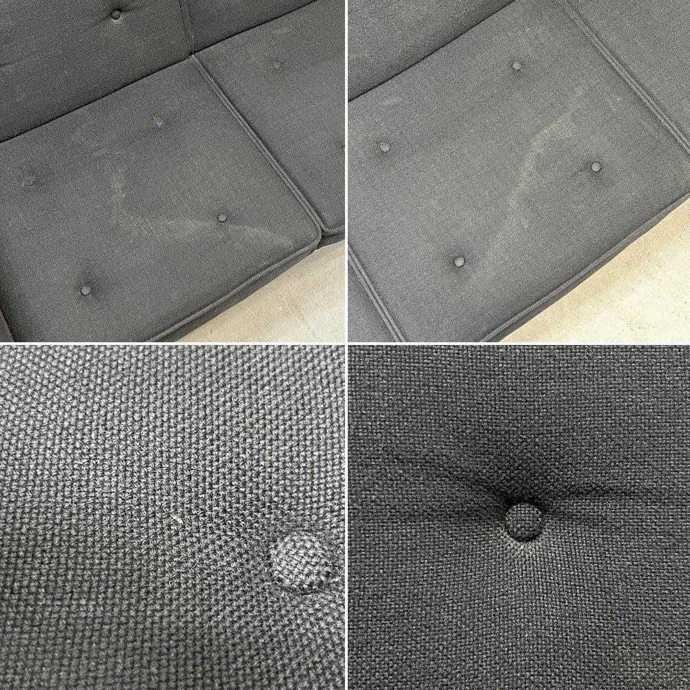 ハーマンミラー Herman Miller ネルソンキューブ 3pソファ Nelson Cube Sofa オーク無垢材 ファブリック ブラック ジョージネルソン George Nelson ●