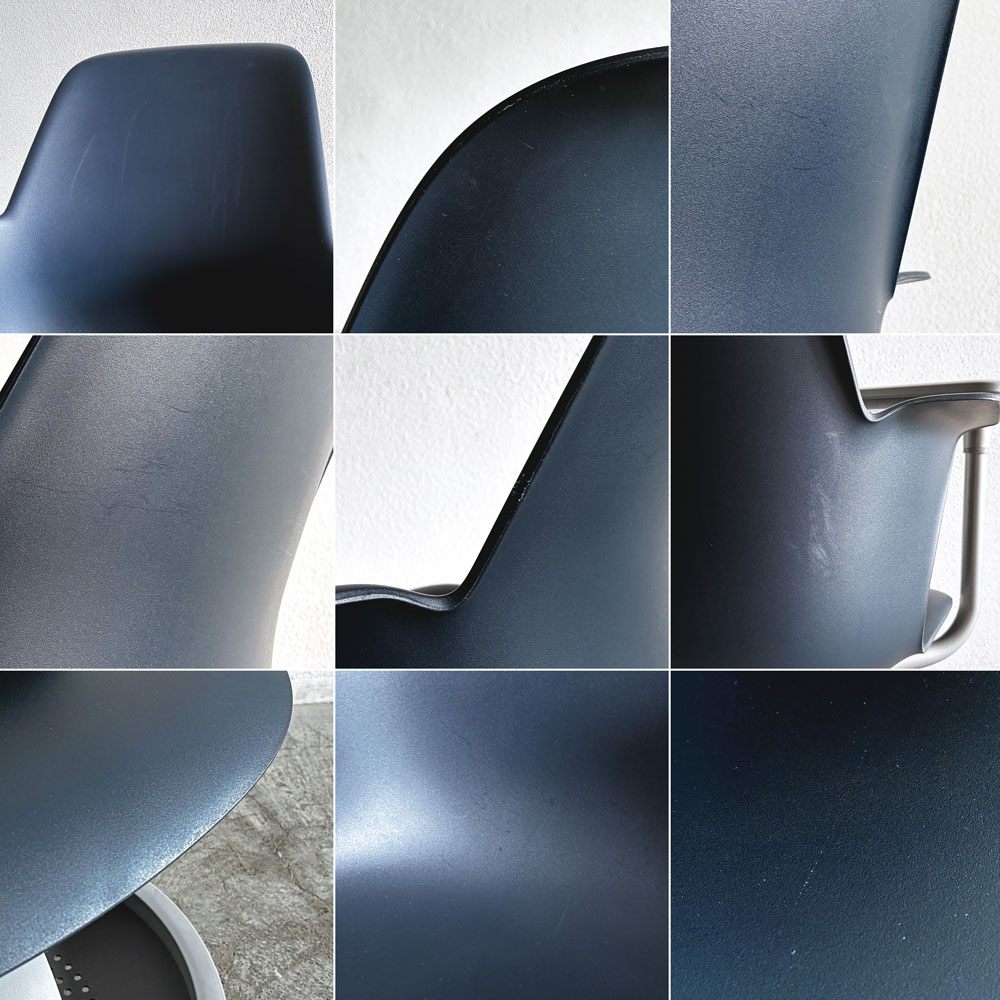 スチールケース Steelcase ノード node ミーティングチェア オフィスチェア ネイビー 可動式サイドテーブル＆キャスター付 B 〓