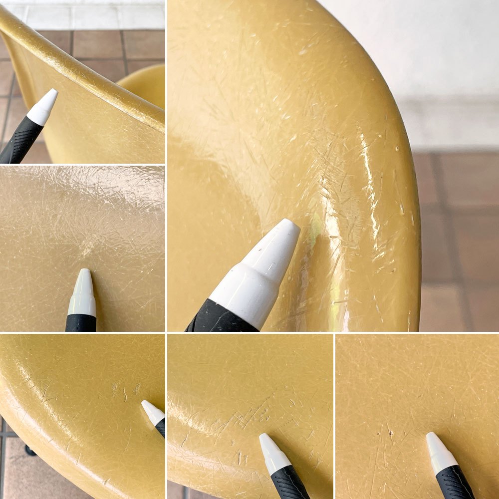 ハーマンミラー Herman Miller サイドシェルチェア セカンド 2nd FRP オークルライト エッフェルベース イームズ ビンテージ ◇