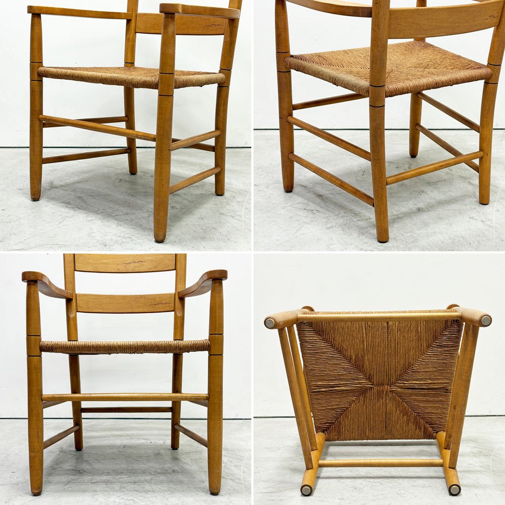 イーセンアーレン ETHAN ALLEN ラダーバック アームチェア ダイニングチェア ハイバックチェア ラッシ編み クラシカルデザイン ●