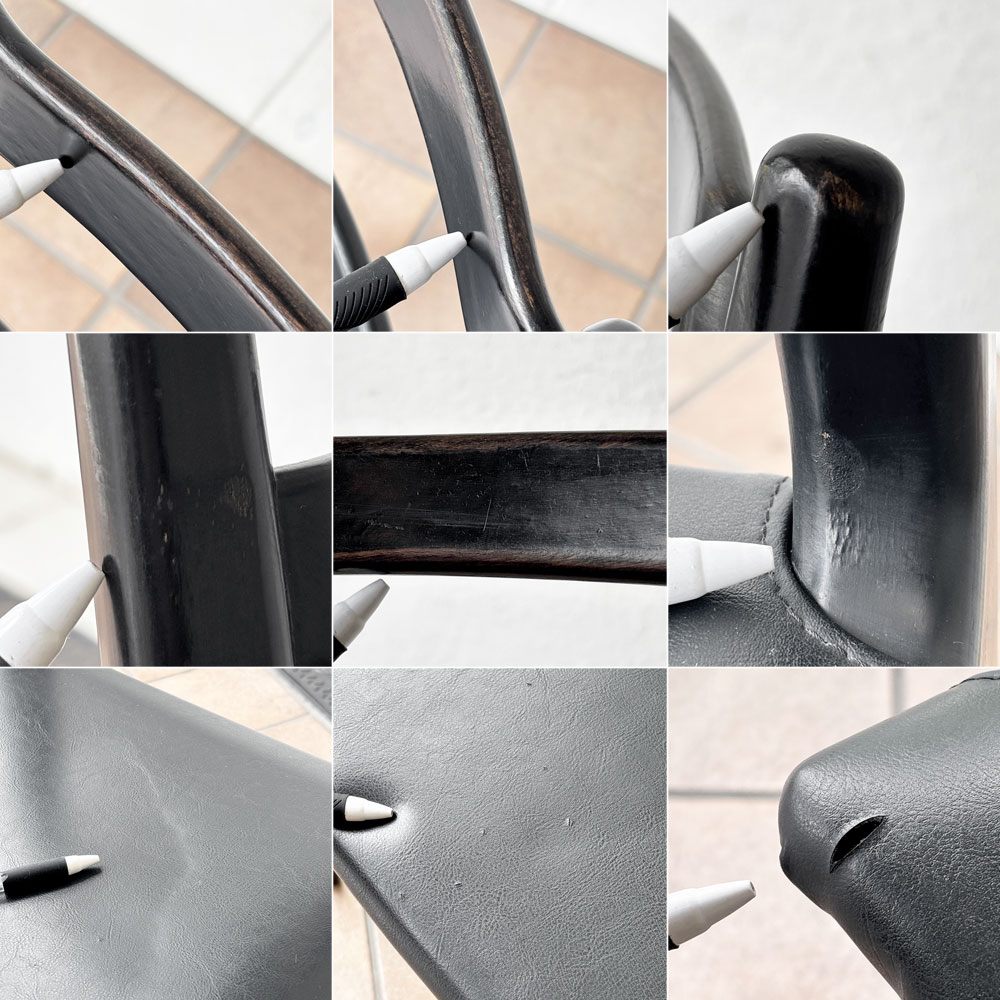 天童木工 TENDO インパラチェア Impala Chair ダイニングチェア ブラック レザー 本革 佐々木敏光 ジャパニーズミッドセンチュリーモダン ◇