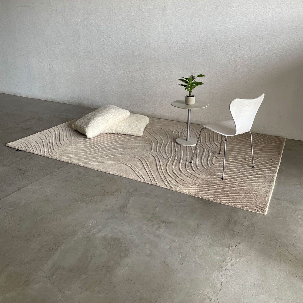 ボーコンセプト BoConcept リッジ Ridge ラグ 約200×300cm ウール100% カーペット 17.7万円 敷物 デンマーク 北欧デザイン 砂紋  和モダン 枯山水 ナチュラル 〓