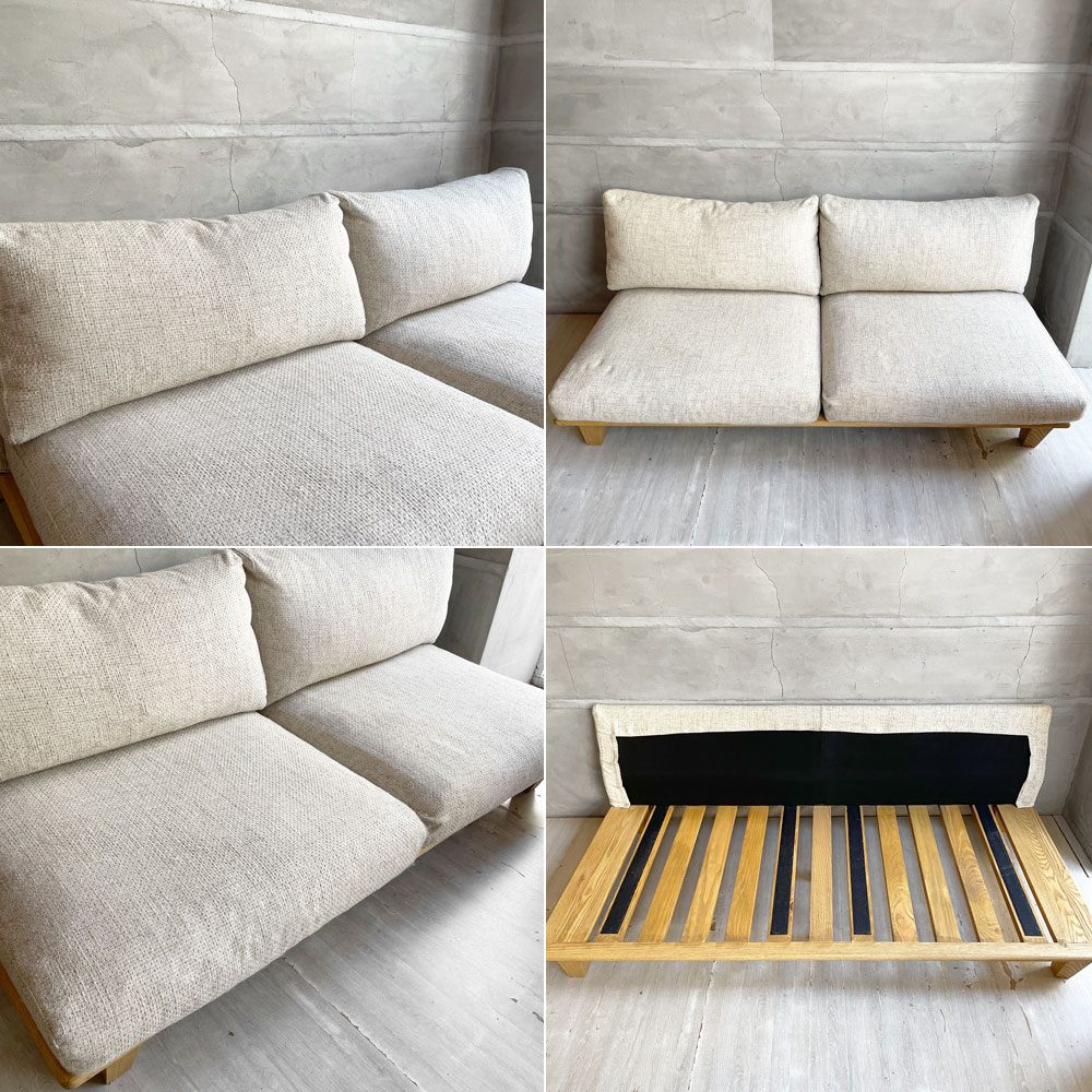 クラッシュゲート CRASH GATE デルカソファ DELKA SOFA ファブリック アッシュ材 W165cm 定価￥121,000- ♪