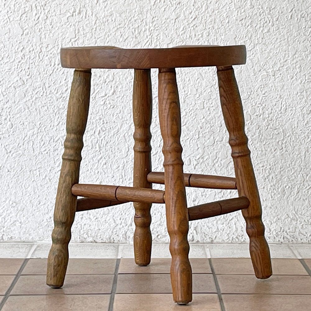 ビンテージ オーク無垢材 スツール ミルクスツール 腰掛け デンマーク クラシカルデザイン ◇