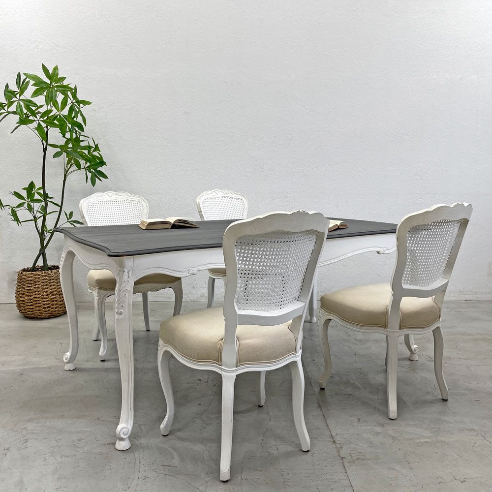 サラグレース Sarah Grace SGD デビュー ダイニングチェア DEBUT DINING CHAIR CHARM BD WHITE&NATURAL LINEN ラタンバック アンティーク風 オーク材 参考価格約55,000円 D〓