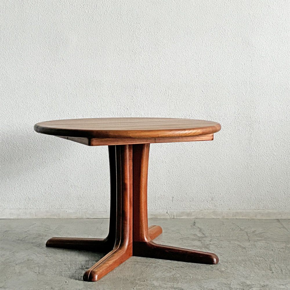 デューロン dyrlund 伸長式 ラウンド ダイニングテーブル チーク無垢材 追加天板欠品 北欧家具 デンマークビンテージ  〓
