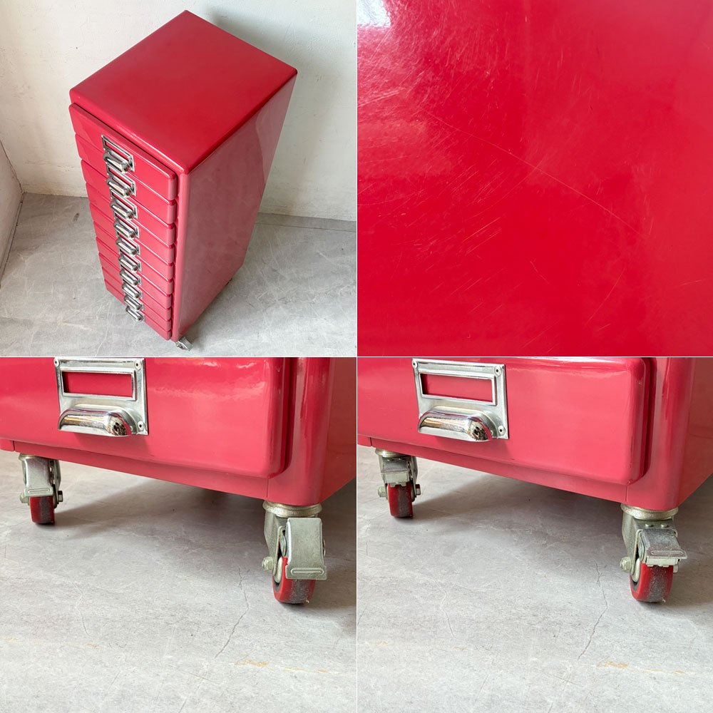 ダルトン DULTON 10 ドロワーズチェスト Drawers Chest with Castor キャビネット レッド 赤 キャスター付 廃盤 ★