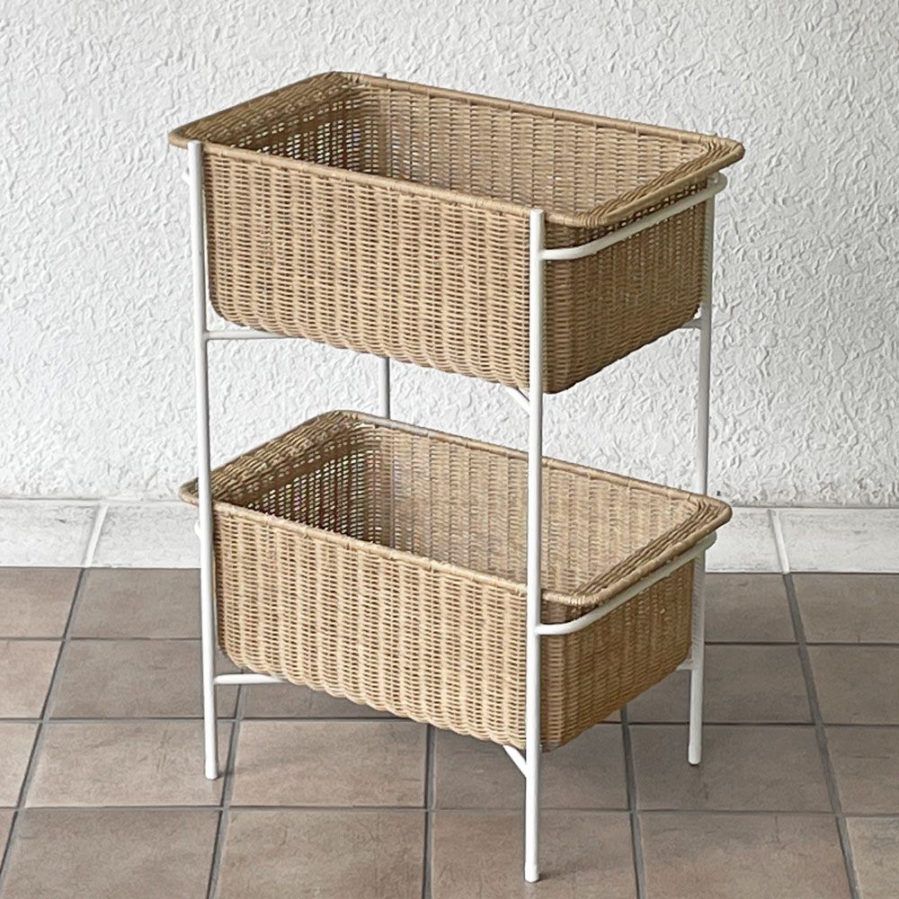 イデー IDEE ワラビー WALLABY バスケットスタンド BASKET STAND ラタン スチール ホワイト 廃番仕様 現行定価49,900円 ◇