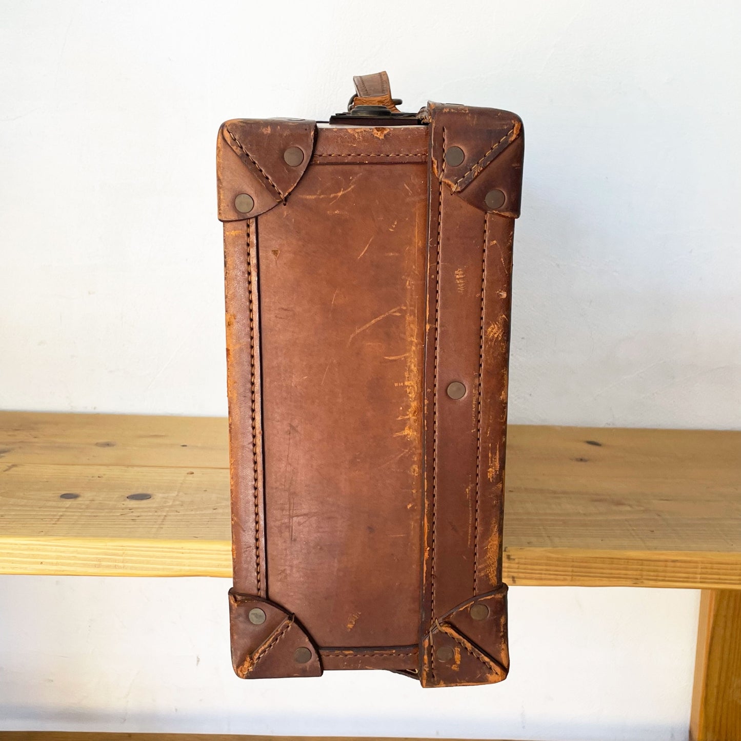 ビンテージ Vintage レザー トランク ボックス ディスプレイ 什器 オブジェ 撮影小物 ★