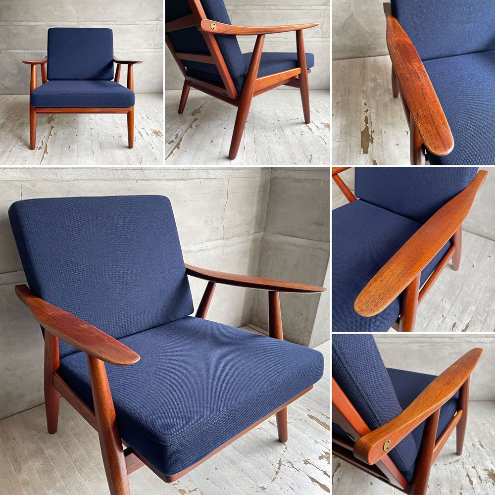 ゲタマ GETAMA GE270 1Pソファ イージーチェア ラウンジチェア チーク無垢材 ハンス・J・ウェグナー デンマークビンテージ 北欧家具 希少 ♪