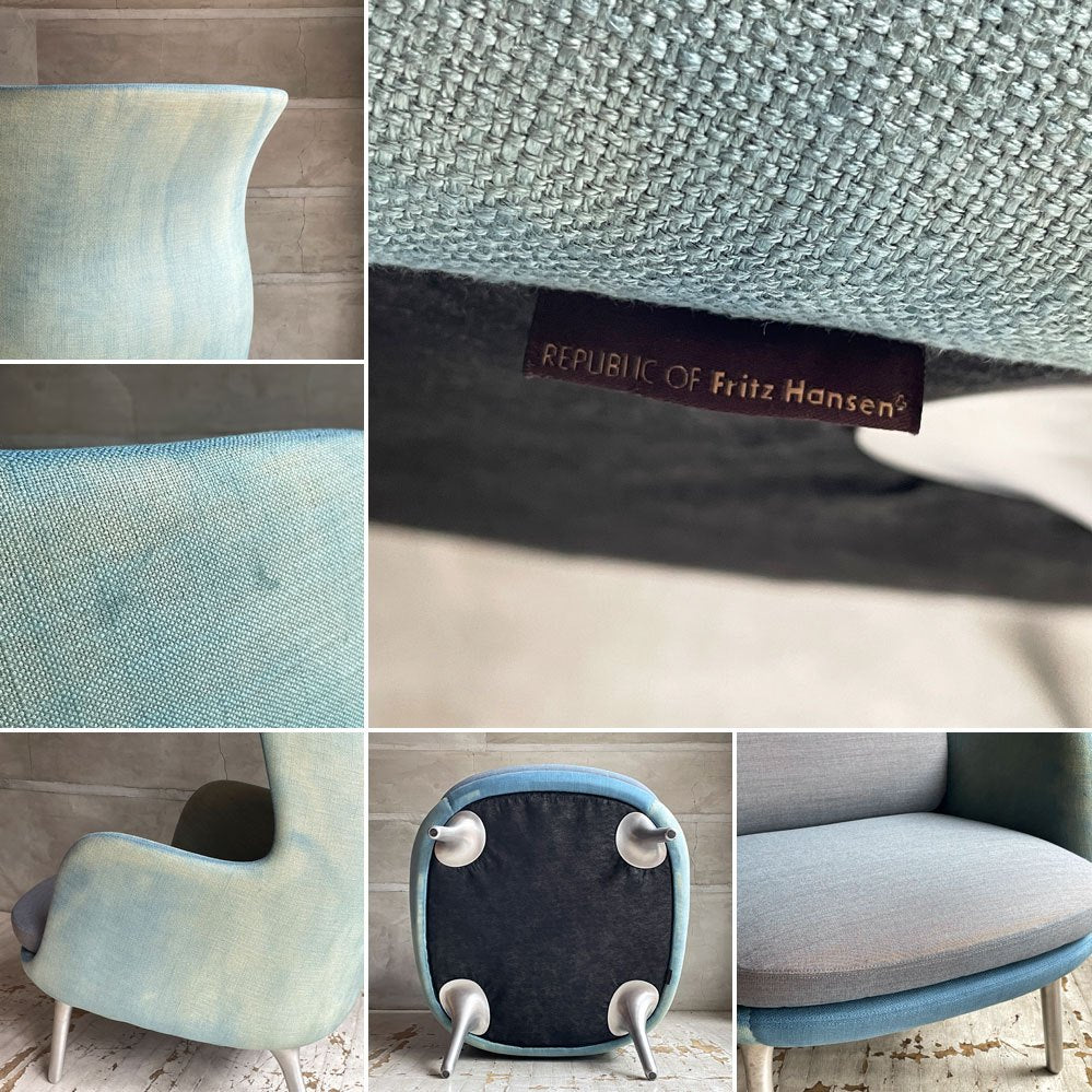 フリッツハンセン Fritz Hansen ロオチェア RO JH1 ラウンジチェア ファブリック Faded Denim Blue アルミベース ハイメ・アジョン 現行定価￥526,680以上 ♪