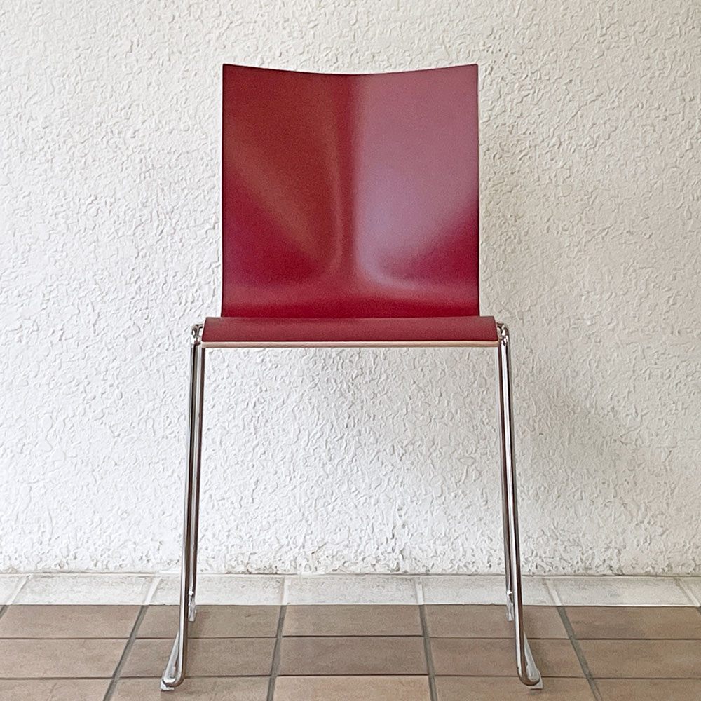 エンゲルブレヒト Engelbrechts チャリック CHAIRIK 107 ダイニングチェア スタッキング そり足 ボルドー 未使用品 デンマーク B ◇