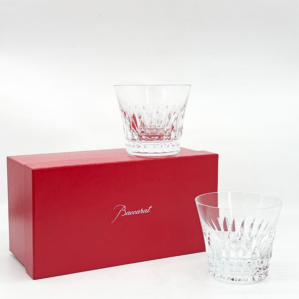 バカラ Baccarat ティアラ TIARA 2021年 イヤータンブラー ロックグラス ペア 2脚セット クリスタル 箱付 現状品 ●