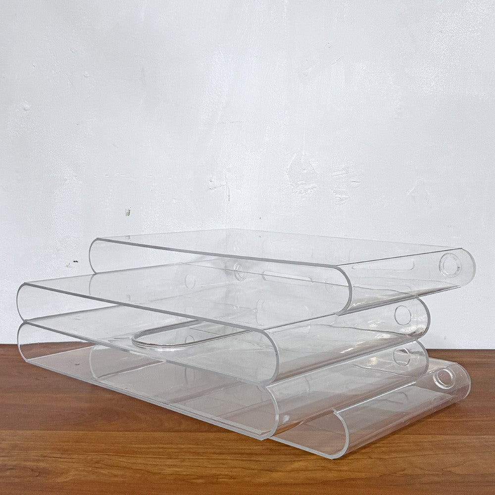 カルテル Kartell ポルタリビステ Portariviste マガジンラック 2段 4ポケット ジオット・ストッピィノ Giotto Stoppino クリア イタリア 廃番 ●