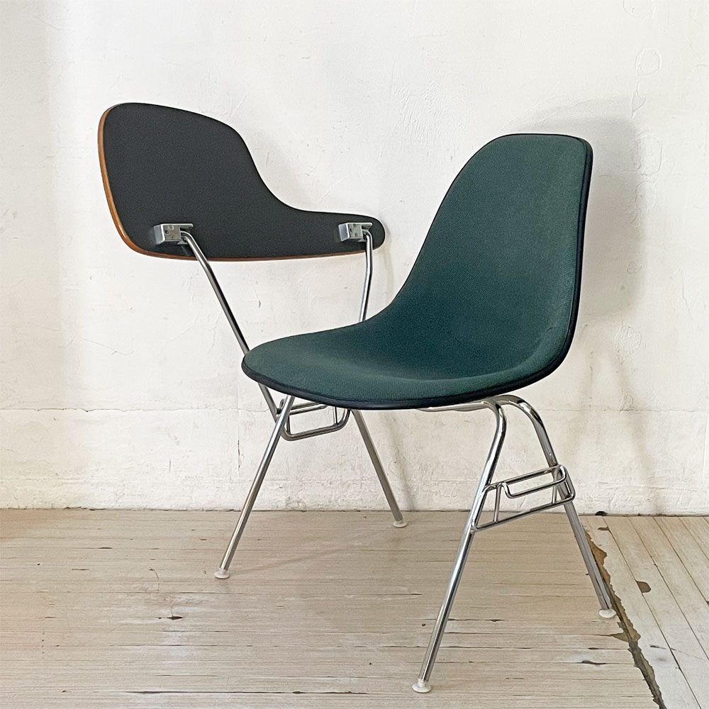 ハーマンミラー Herman Miller サイドシェルチェア セカンド 2nd ビンテージ アプホルスター スクールベース スタッキングベース 肘掛けテーブル付 イームズ ミッドセンチュリー E ★