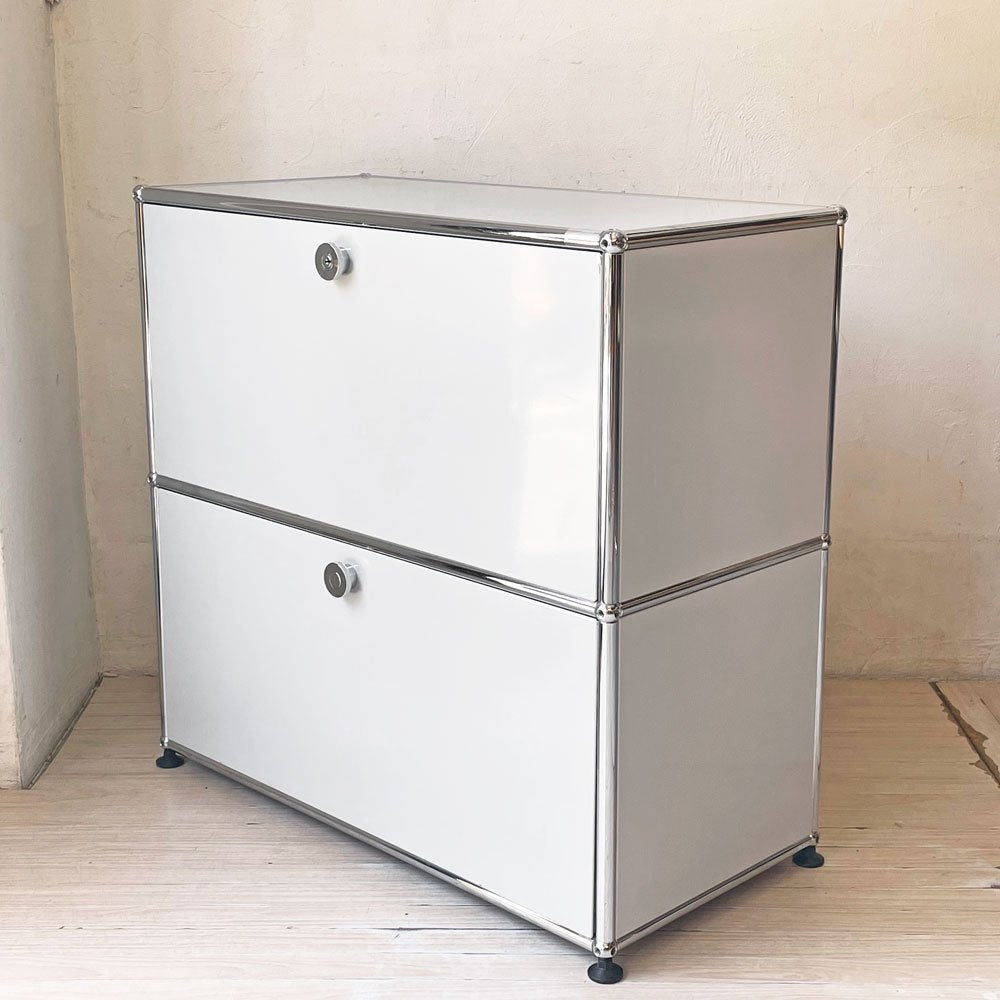 ユーエスエムハラー USMハラー USM Haller モジュラーファニチャー キャビネット 1列2段 ドロップダウン ドロワー ホワイト スイス ★