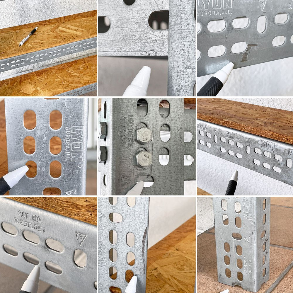 リオン LYON アングルシェルフ SLOTTED ANGLE SHELF オープンシェルフ 6段 インダストリアル P.F.S取扱い セミオーダーサイズ ◇