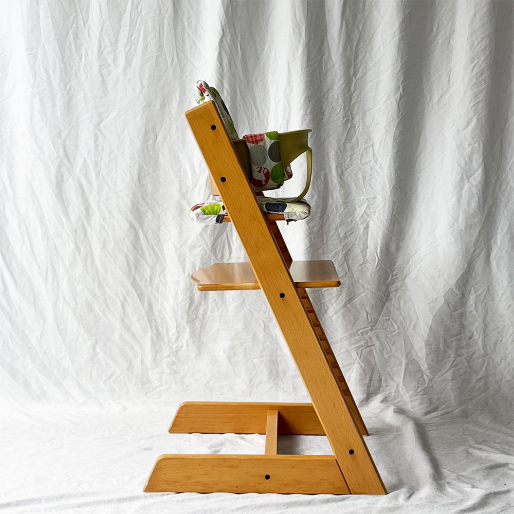 ストッケ STOKKE トリップトラップ TRIPP TRAPP ベビーチェア キッズチェア ベビーセット付き ナチュラル S/N3~ノルウェー 北欧家具 廃番クッション ◇