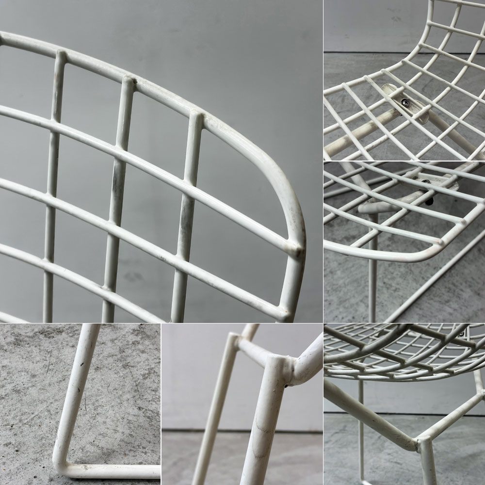 ノル Knoll 420 サイドチェア ワイヤーチェア ダイニングチェア ホワイト × レッド ファブリック フルカバー仕様 ハリー・ベルトイア ミッドセンチュリー ビンテージ ●