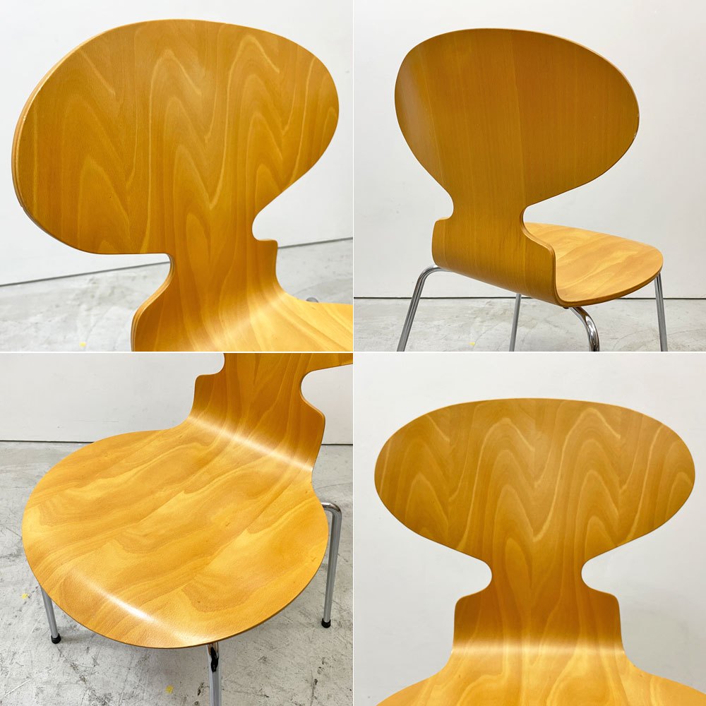 フリッツハンセン Fritz Hansen アントチェア 4本脚 ナチュラルビーチ ラッカー アルネ・ヤコブセン 北欧家具 I ●