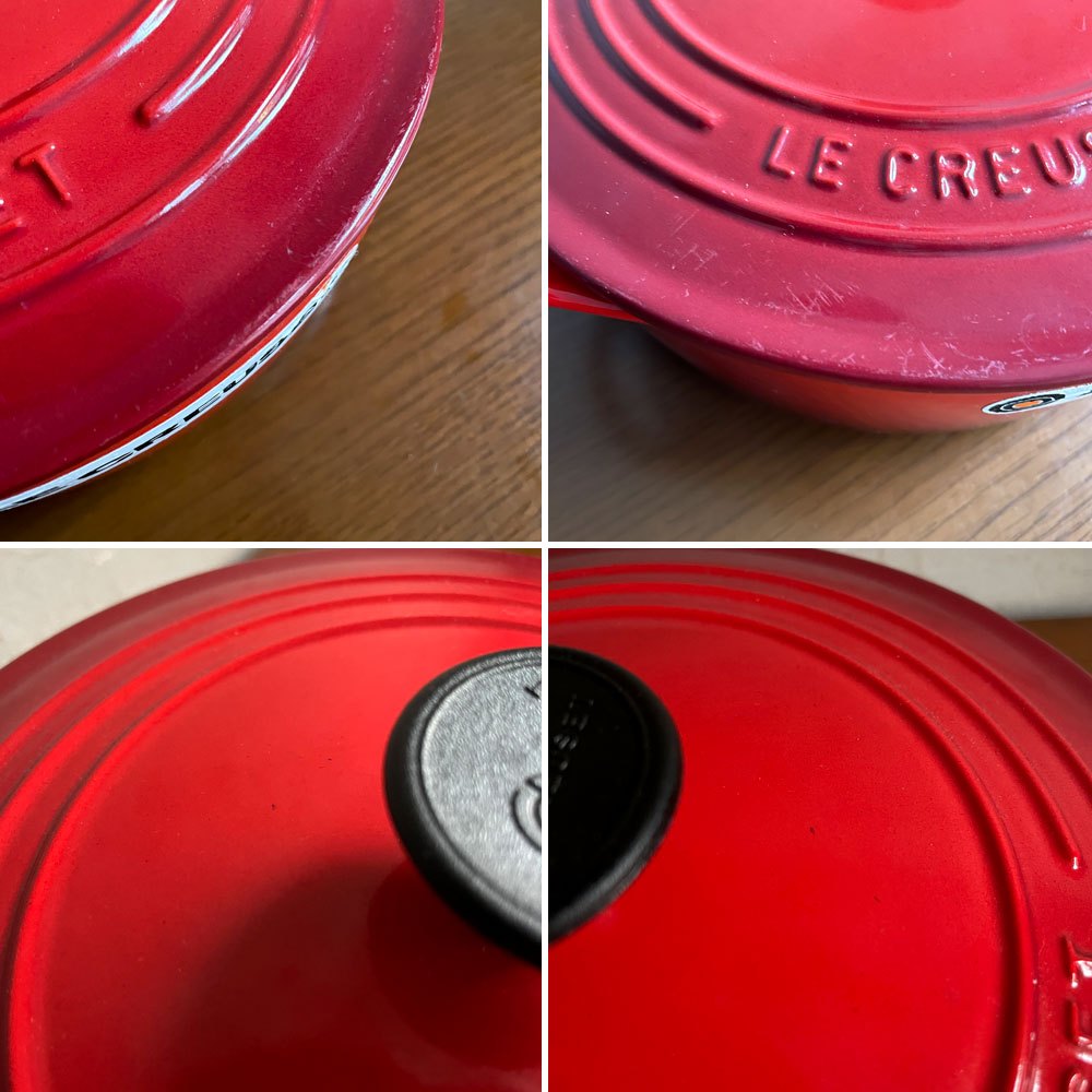 ル・クルーゼ LE CREUSET シグニチャー ココット ロンド チェリーレッド 22cm 両手鍋 鋳物 フランス 定価￥45,100- ♪