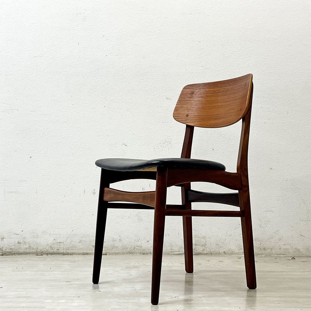 ファーストラップ FARSTRUP Model 208A ダイニングチェア チーク×アフロモシア材 レザー デンマーク ビンテージ 北欧家具 A ●