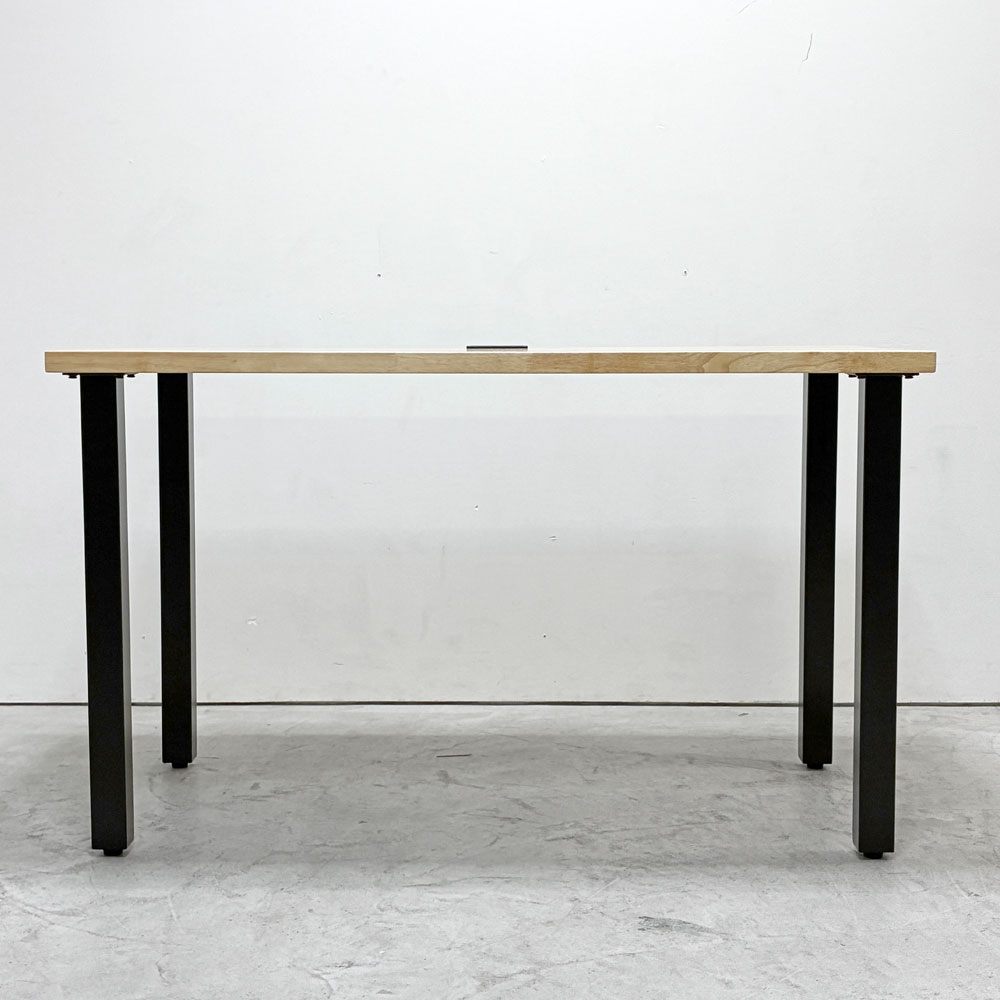かなでもの KANADEMONO ザ・テーブル THE TABLE デスク ブラック 120x60cm スクエアバー脚 ブラック  ナチュラル 配線孔付き ●