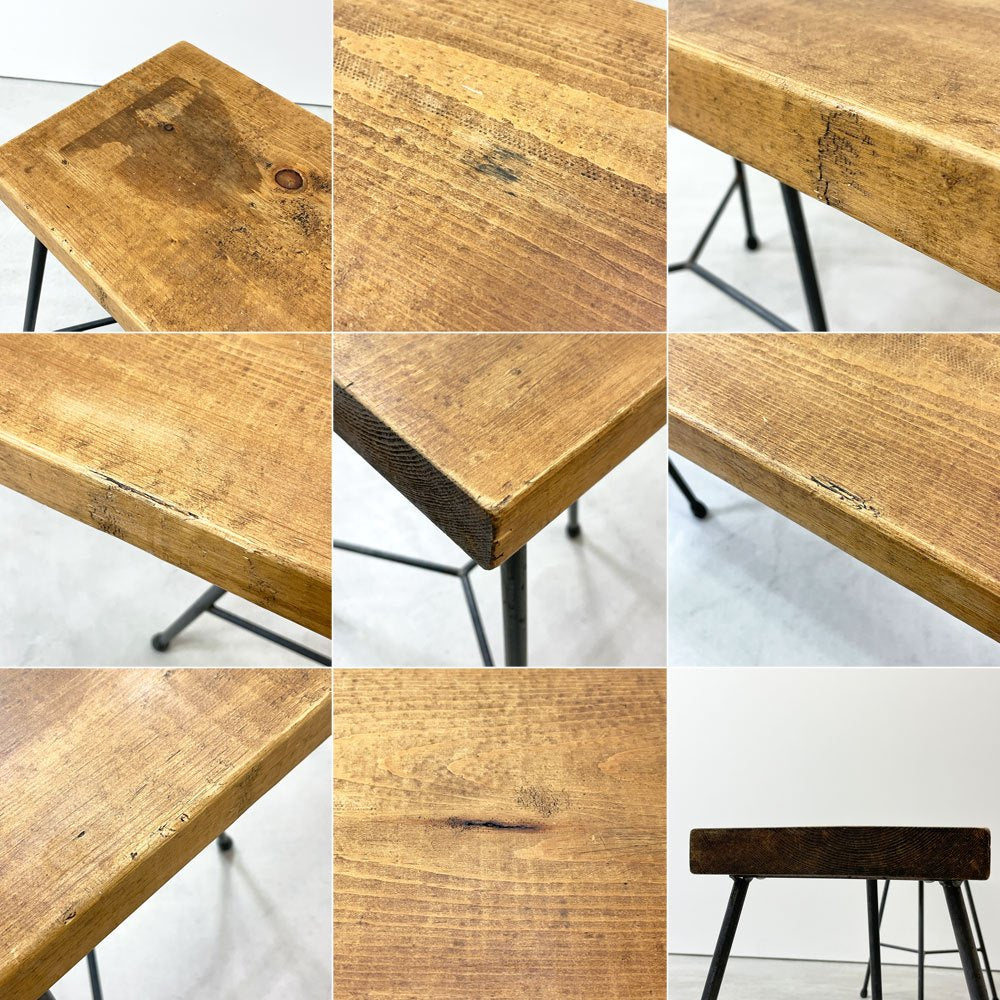 インダストリアル Industrial Design 無垢材ｘアイアンレッグ ベンチ W105cm 工業系 店舗什器 ●