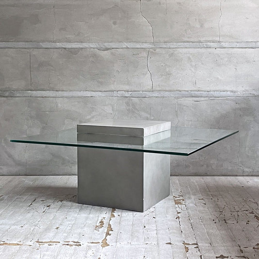 モーダエンカーサ moda en casa フライングテーブル FLYING TABLE コンクリートベース ガラス ローテーブル 定価 ￥75,900- ♪