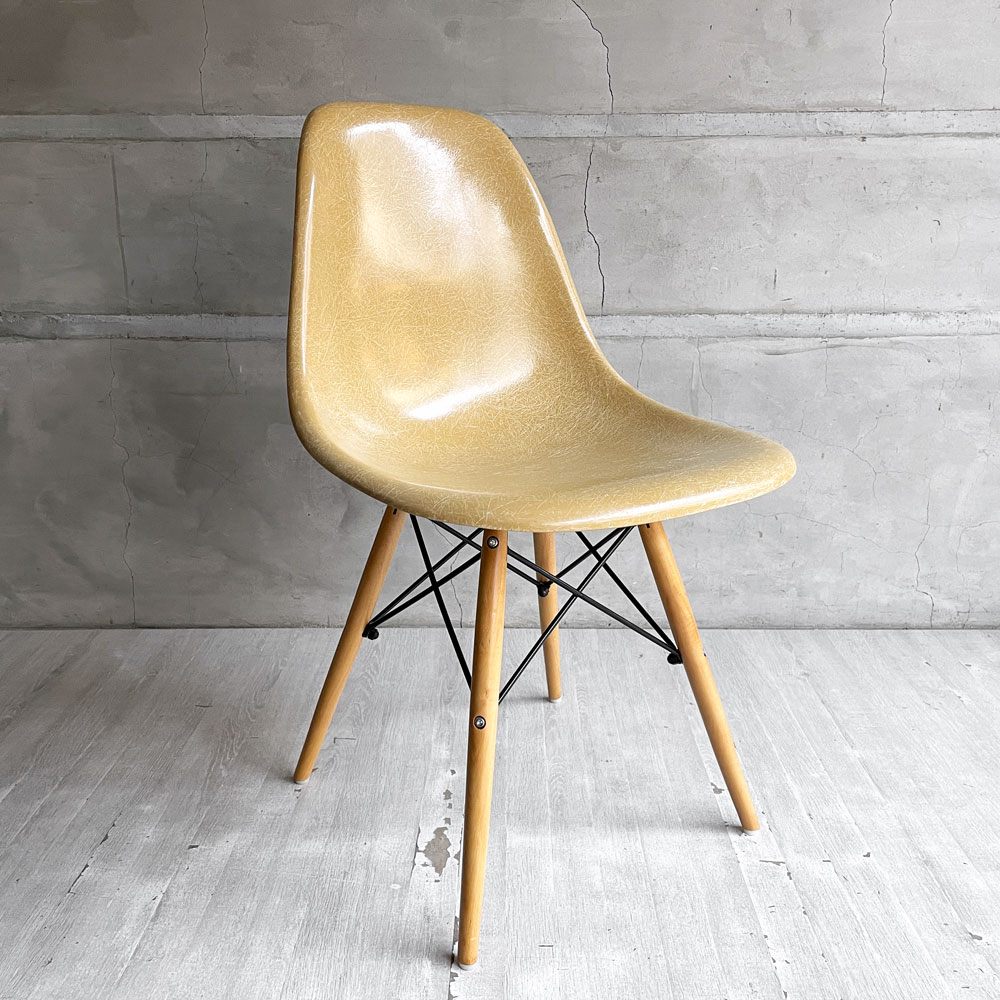 ハーマンミラー Herman Miller サイドシェルチェア セカンド 2ndビンテージ FRP オークルライト バタースコッチ ドゥエルベース イームズ ミッドセンチュリー ♪