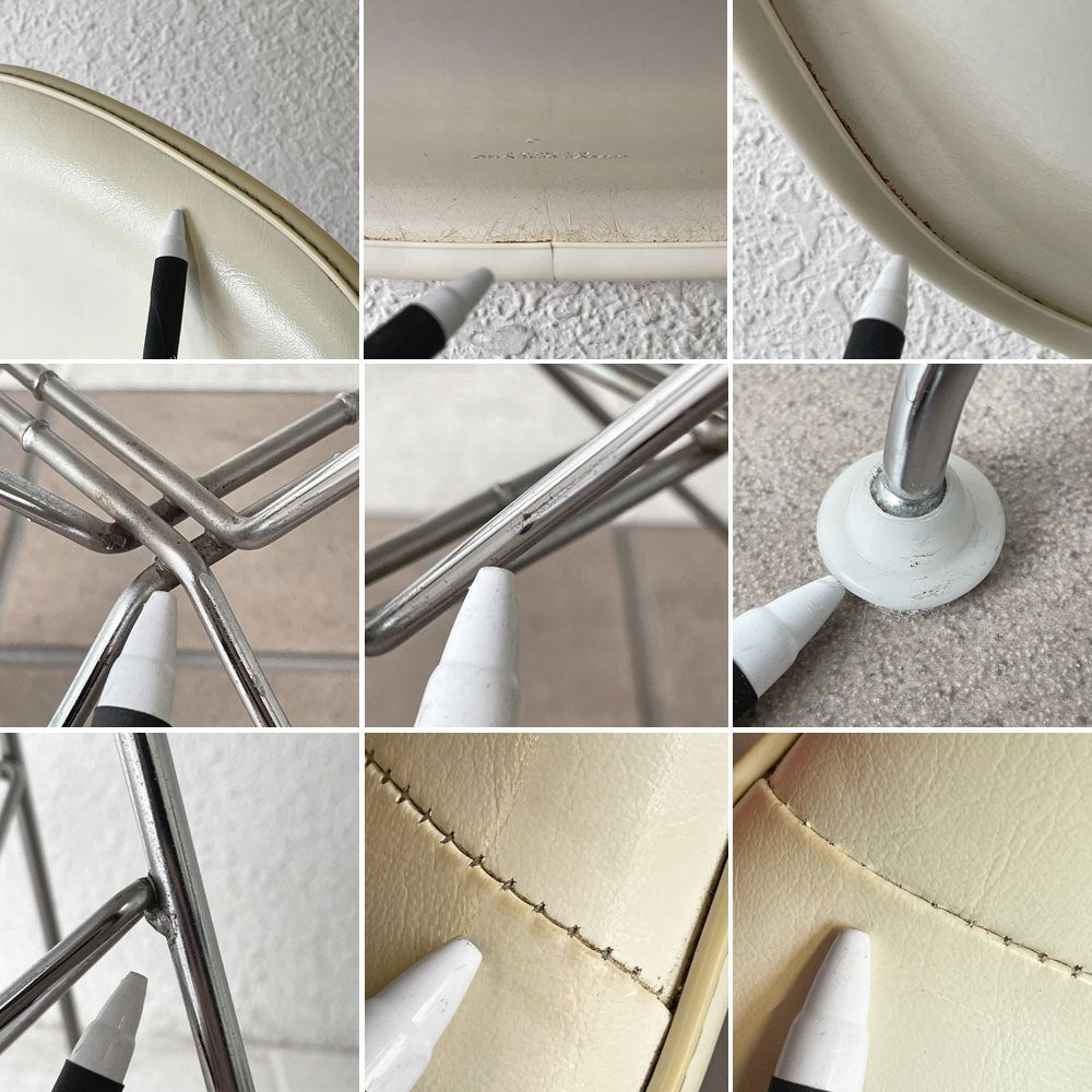 ハーマンミラー Herman Miller サイドシェルチェア サード 3rd FRP PVCレザー パーチメント ロータイプ エッフェルベース イームズ ビンテージ vintage ◇