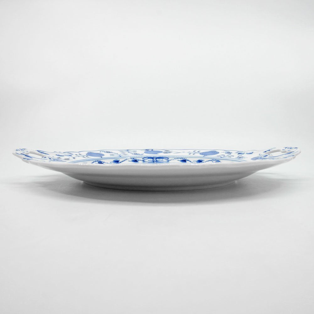 マイセン Meissen ブルーオニオン Blue Onion 手付 トレイ 大皿 W30cm 箱付き ドイツ 洋食器 ●