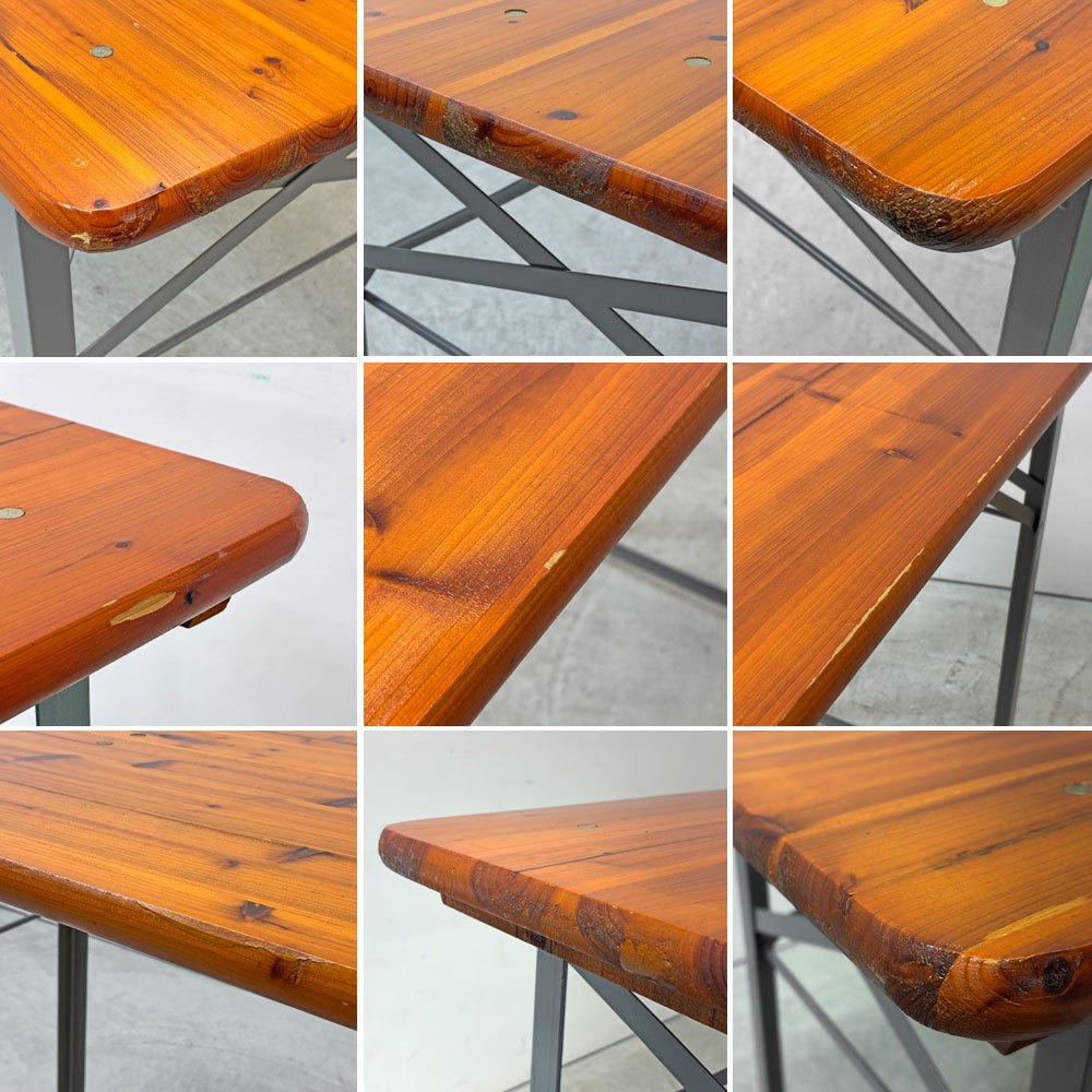 ダルトン DULTON ビアテーブル BEER TABLE 130 SILVER フォールディングテーブル モミ材天板 スチール脚 折りたたみ インダストリアル 廃番モデル 定価￥15,180- ●