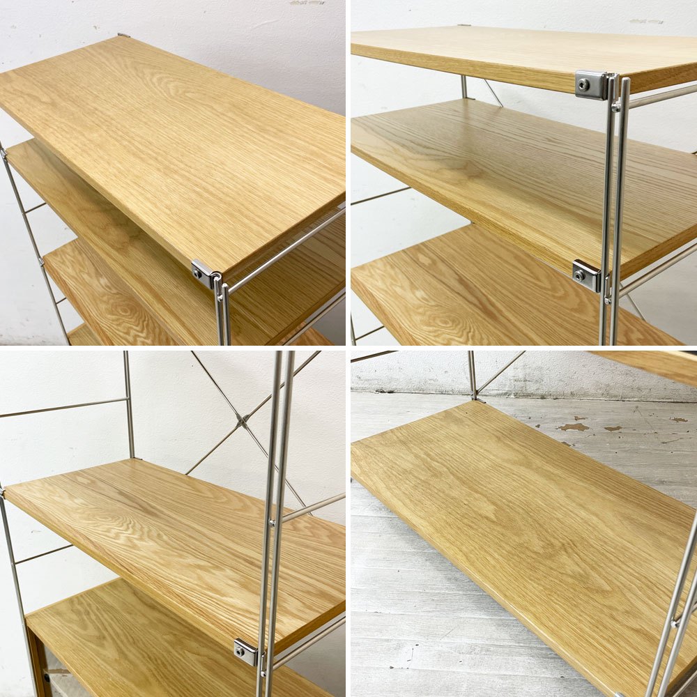 無印良品 MUJI ステンレスユニットシェルフ オーク材 食器棚 本棚 飾り棚 収納棚 H175.5cm ガラス引き戸付 ナチュラル ●