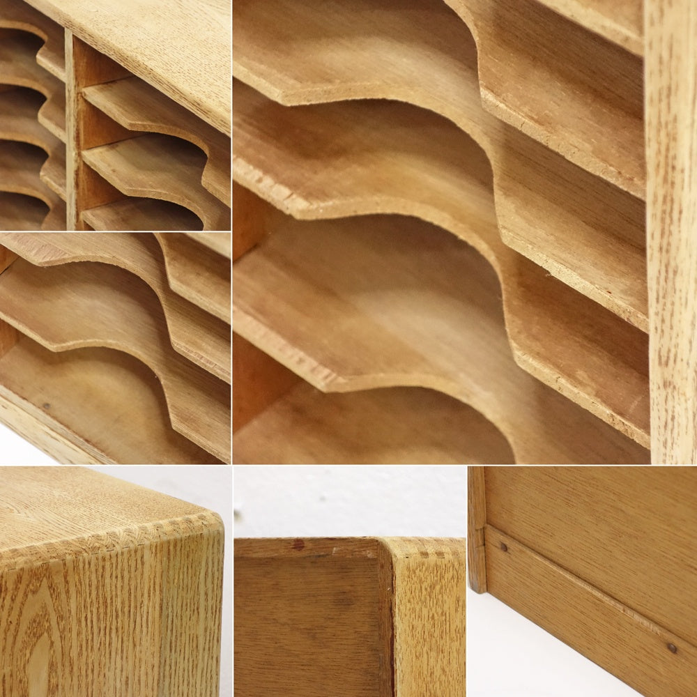 ジャパンビンテージ Japan vintage 古い木味の書類棚 カルテラック 木製シェルフ W39.5cm 古家具 昭和レトロ ●