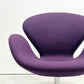 フリッツハンセン Fritz Hansen スワンチェア ラウンジチェア スウィベル ファブリック パープル アルネ・ヤコブセン Arne Jacobsen 座面張替済み ●
