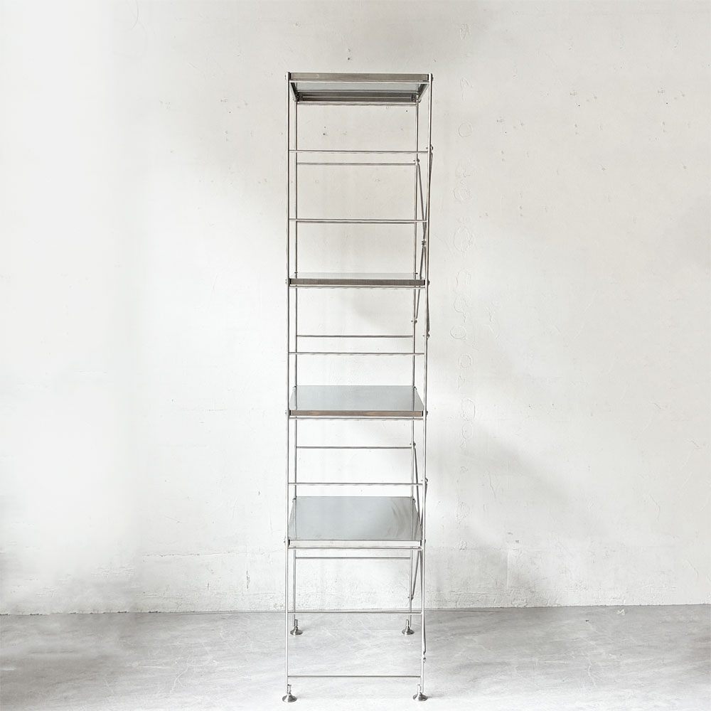 無印良品 MUJI ステンレスユニットシェルフ 棚板4枚 H176cm オープンシェルフ 本棚 飾り棚 収納棚 ★