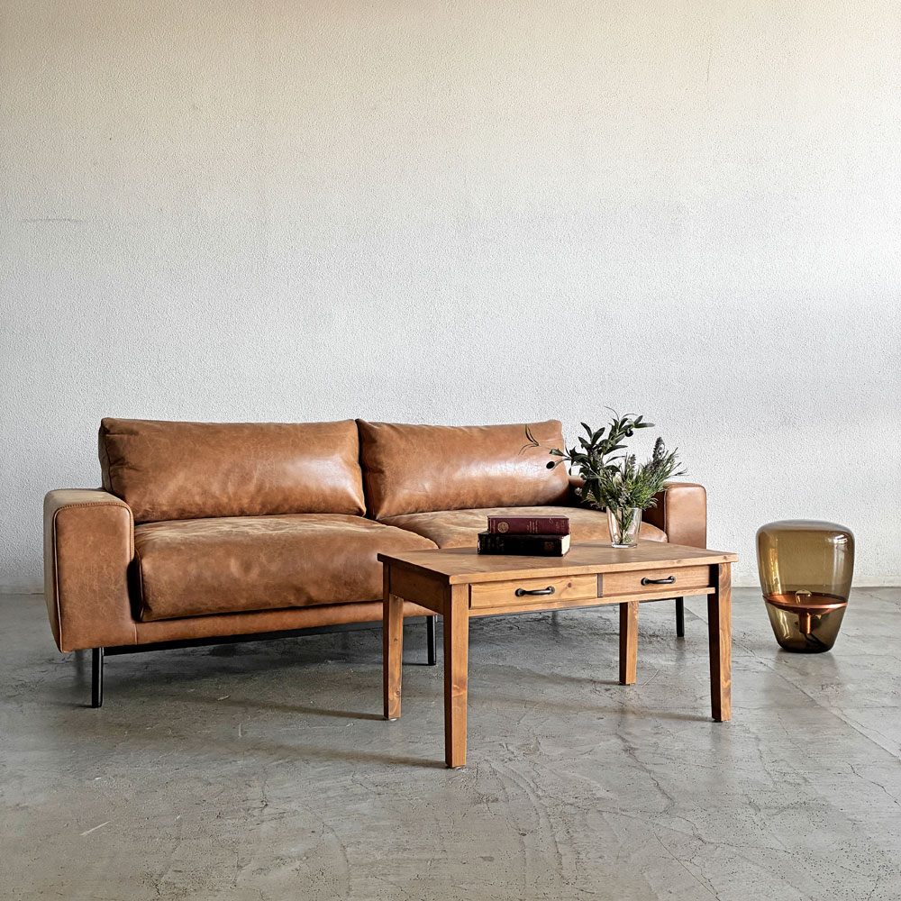 クラッシュゲート CRASH GATE コンフォーム COMFORM プルート PLUTO SOFA 3人掛けソファ W198cm スーパーレザーテックス オーカーブラウン 定価￥154,000- 〓