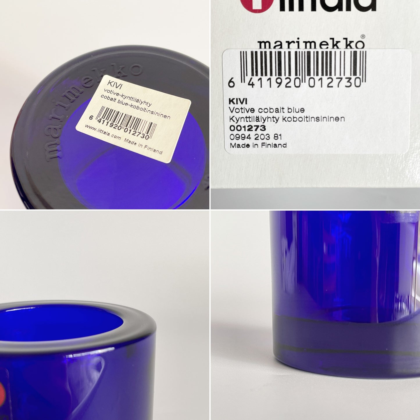 イッタラ iittala マリメッコ marimekko キビ kivi キャンドルホルダー コバルトブルー 60mm ガラス ヘイッキ・オルヴォラ フィンランド 北欧雑貨 箱付 ■