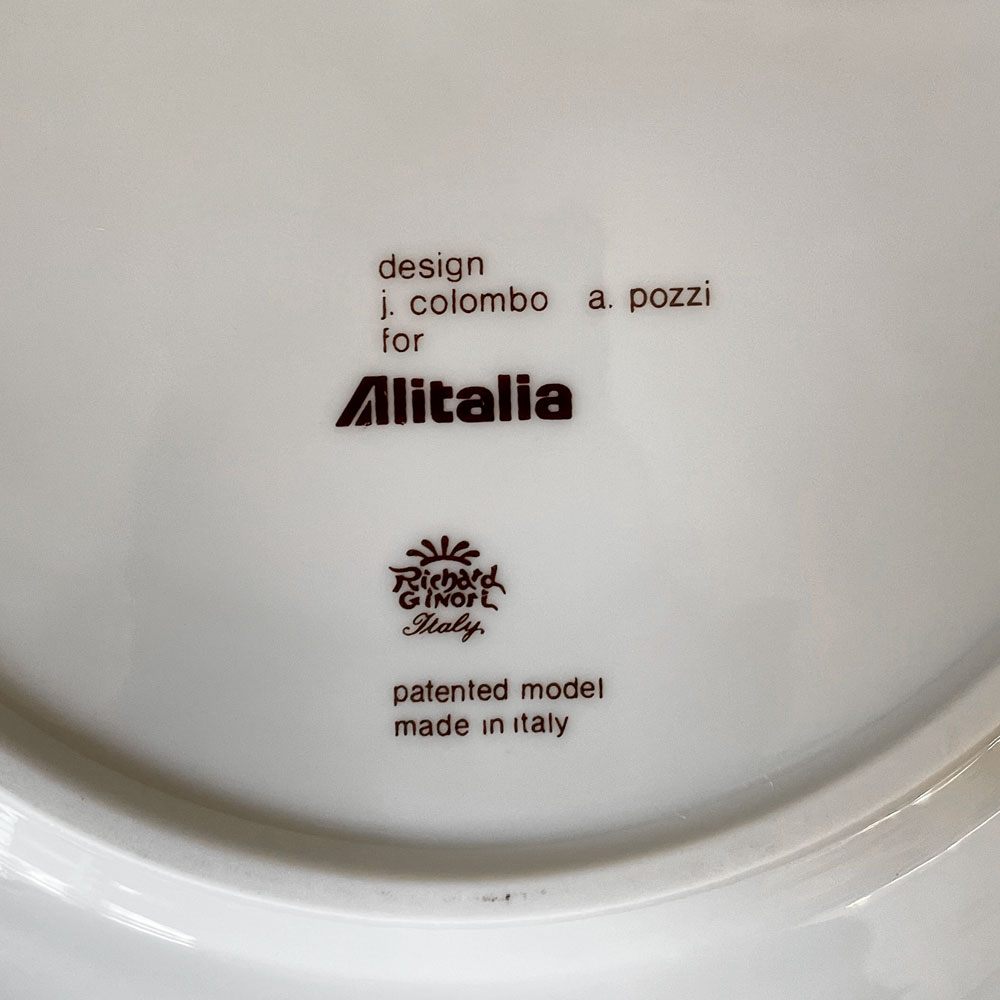 アリタリア航空 Alitalia Linea 72 ファーストクラス 機内食器 6点セット ジョエ・コロンボ リチャードジノリ製造 イタリアビンテージ D ◎
