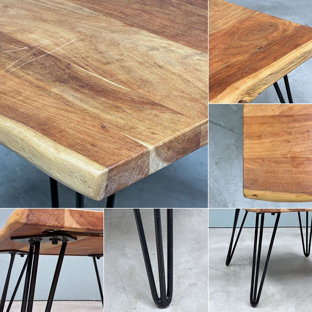 クラフト家具 Craft furniture 無垢材天板 ローテーブル ヘアピンレッグ 耳付き オーダーメイド ◎