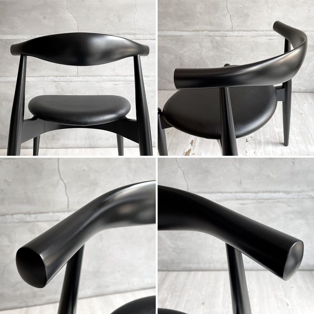 カールハンセン＆サン Carl Hansen & Son CH20 エルボーチェア オールブラック ビーチ材 レザー 本革 ハンス・J・ウェグナー 美品 ♪