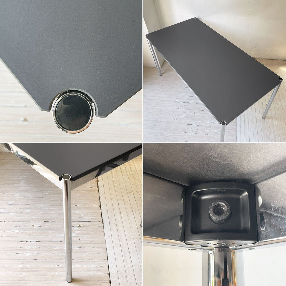 USMモジュラーファニチャー USM Haller USMハラーテーブル ワーキングデスク ダイニング チャコールリノリウム アジャスター 高さ調整機能付 スイス A★