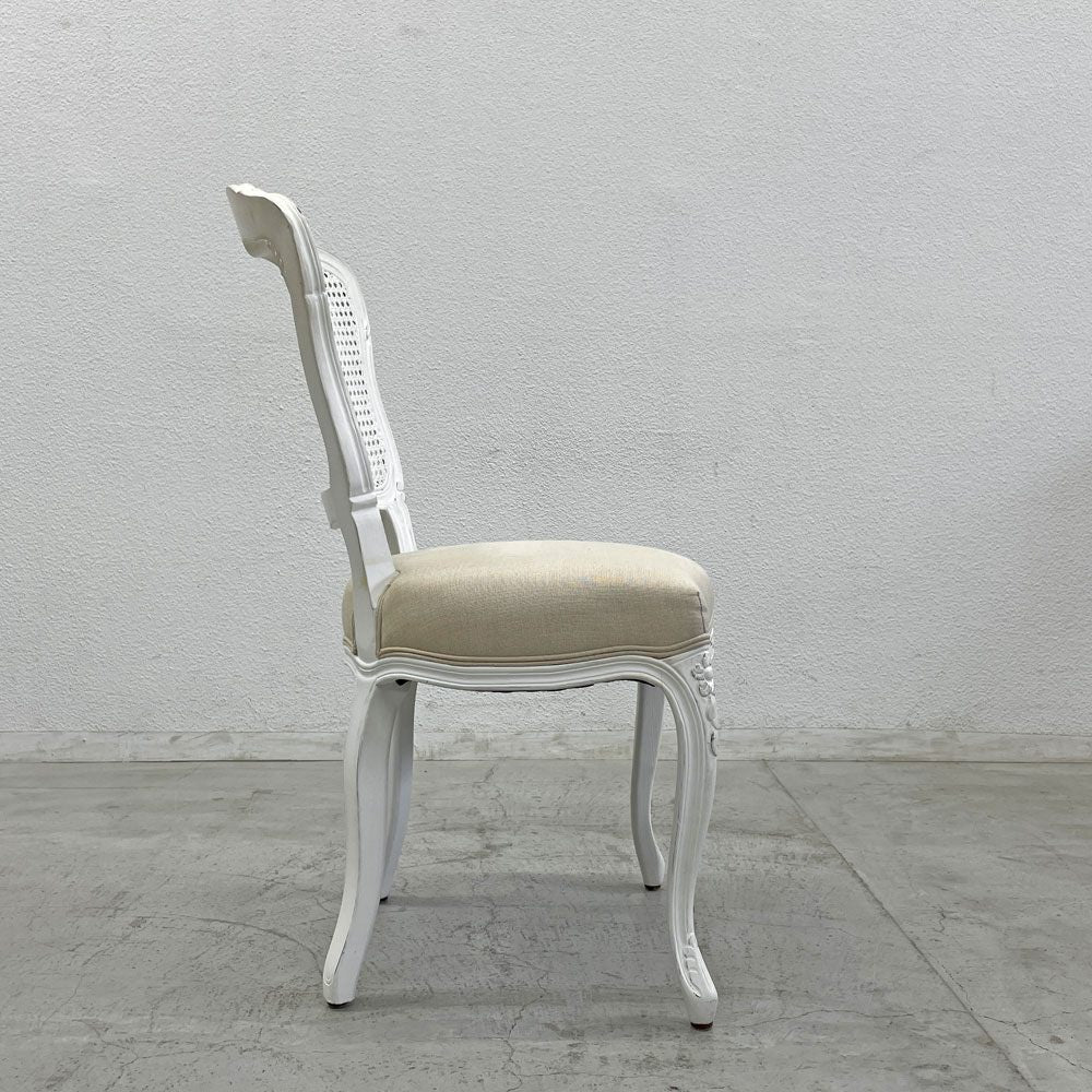 サラグレース Sarah Grace SGD デビュー ダイニングチェア DEBUT DINING CHAIR CHARM BD WHITE&NATURAL LINEN ラタンバック アンティーク風 オーク材 参考価格約55,000円B〓