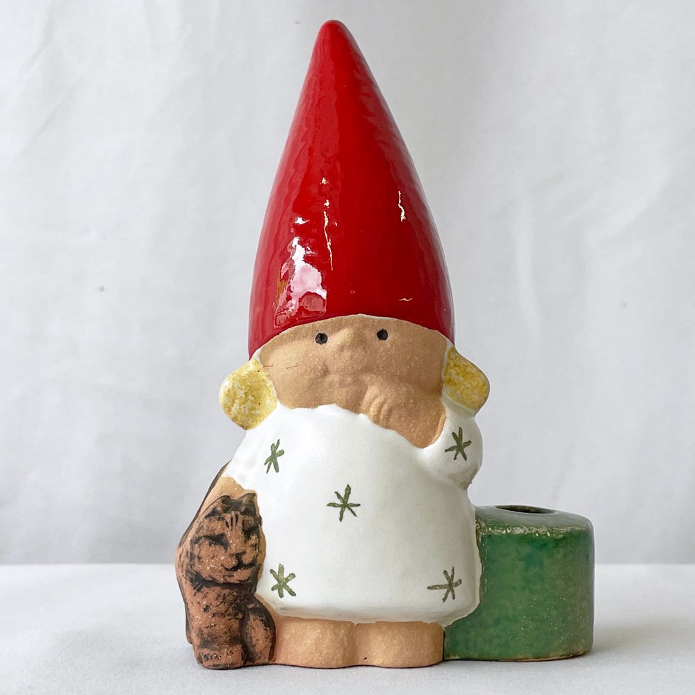 グスタフスベリ GUSTAVSBERG リサラーソン Lisa Larson サンタガールウィズキャット Santa Girl with Cat キャンドルホルダー サンタオブジェ スウェーデン 北欧雑貨 ◇