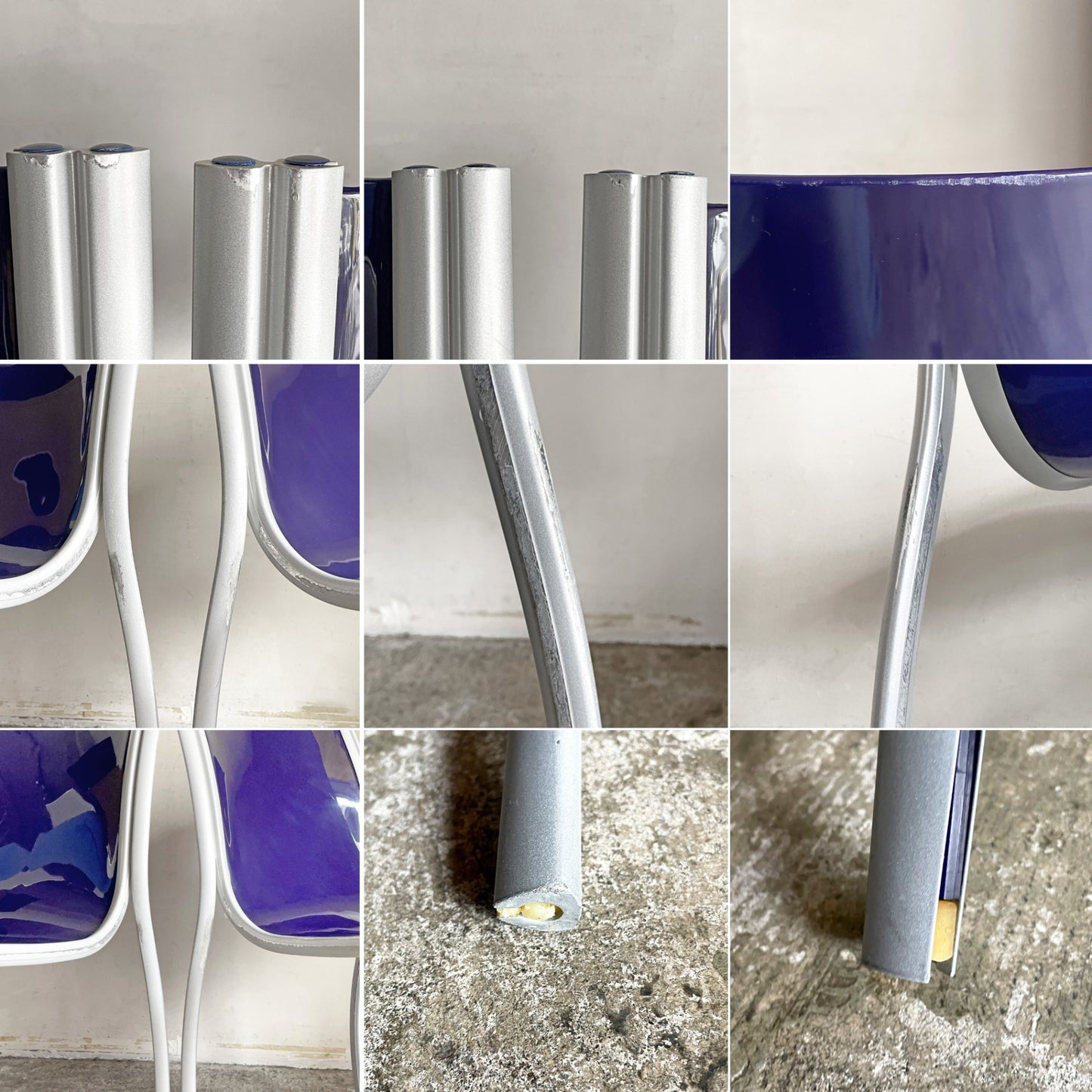 カルテル Kartell FPE chair スタッキングチェア ダイニングチェア 2脚セット アルミ ポリプロピレン ブルー ロンアラッド イタリアモダン 廃番 A ■